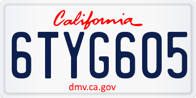 CA license plate 6TYG605