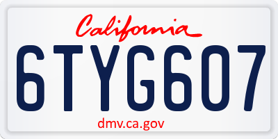 CA license plate 6TYG607