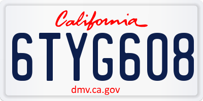 CA license plate 6TYG608