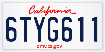 CA license plate 6TYG611