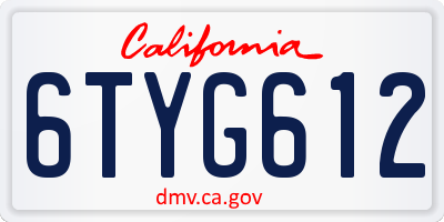 CA license plate 6TYG612