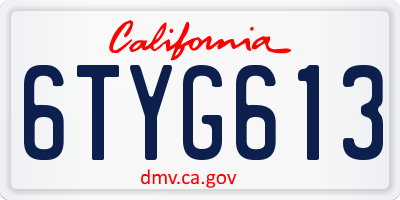 CA license plate 6TYG613