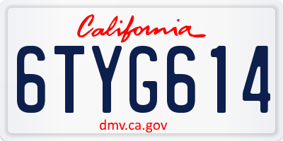 CA license plate 6TYG614