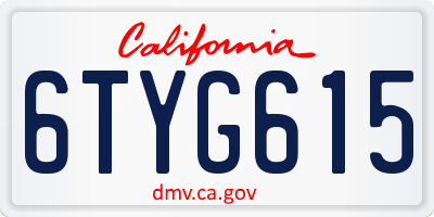 CA license plate 6TYG615