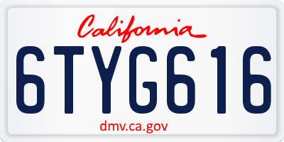 CA license plate 6TYG616