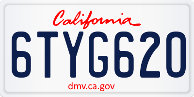 CA license plate 6TYG620