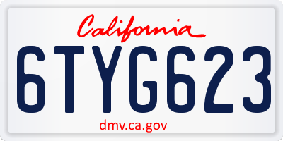 CA license plate 6TYG623