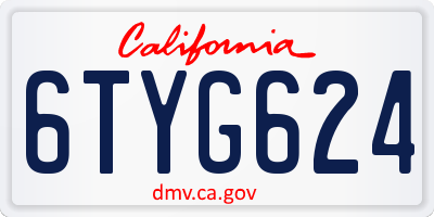CA license plate 6TYG624
