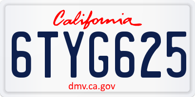 CA license plate 6TYG625