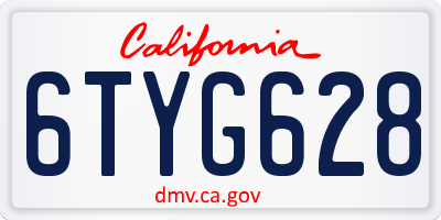 CA license plate 6TYG628