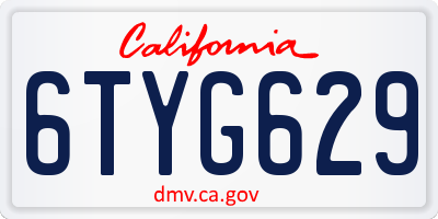 CA license plate 6TYG629