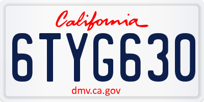 CA license plate 6TYG630