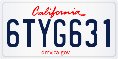 CA license plate 6TYG631