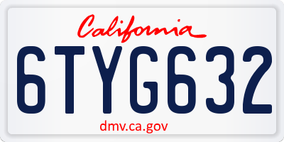 CA license plate 6TYG632