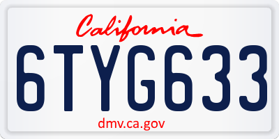 CA license plate 6TYG633