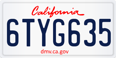 CA license plate 6TYG635