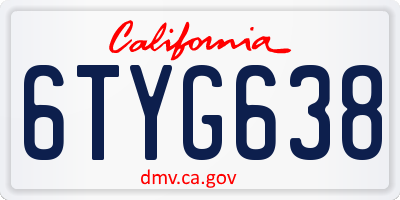 CA license plate 6TYG638