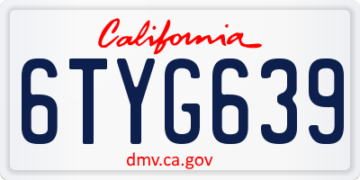 CA license plate 6TYG639