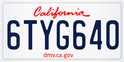 CA license plate 6TYG640