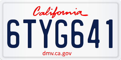 CA license plate 6TYG641