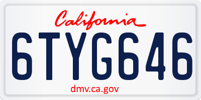 CA license plate 6TYG646