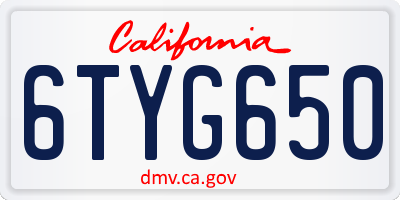 CA license plate 6TYG650