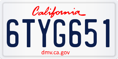 CA license plate 6TYG651