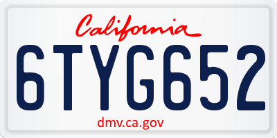 CA license plate 6TYG652