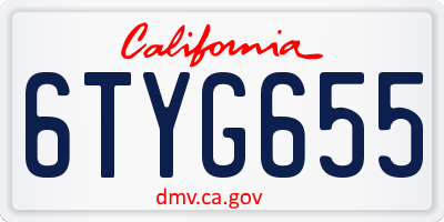 CA license plate 6TYG655