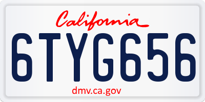 CA license plate 6TYG656