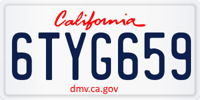 CA license plate 6TYG659