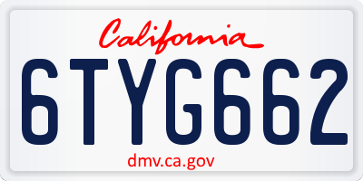 CA license plate 6TYG662