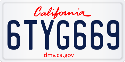 CA license plate 6TYG669
