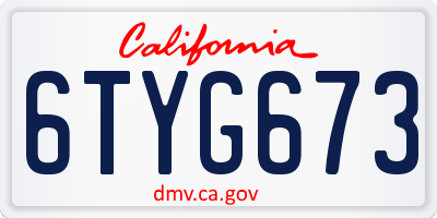 CA license plate 6TYG673