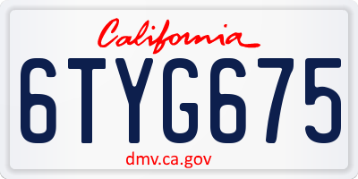 CA license plate 6TYG675