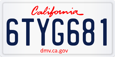 CA license plate 6TYG681