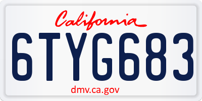 CA license plate 6TYG683