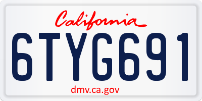 CA license plate 6TYG691