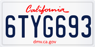 CA license plate 6TYG693