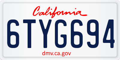 CA license plate 6TYG694