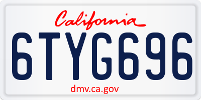 CA license plate 6TYG696