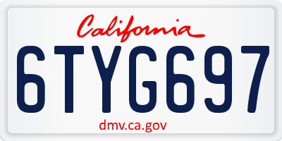 CA license plate 6TYG697
