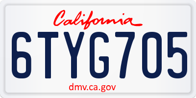 CA license plate 6TYG705