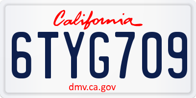 CA license plate 6TYG709