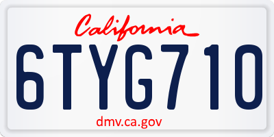CA license plate 6TYG710