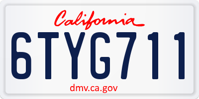 CA license plate 6TYG711