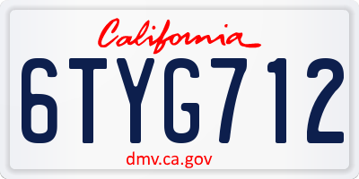 CA license plate 6TYG712