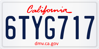 CA license plate 6TYG717