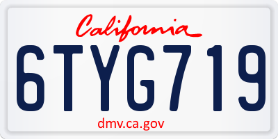 CA license plate 6TYG719