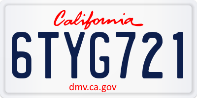 CA license plate 6TYG721